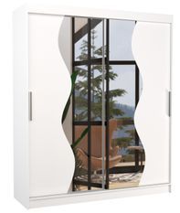 Armoire de chambre moderne blanche 2 portes coulissantes avec miroir Voky 180 cm