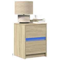 Armoire de chevet avec lumières LED chêne sonoma