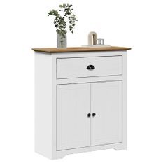 Armoire de couloir BODO blanc et marron 80x35x90 cm