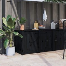 Armoire de cuisine d'extérieur noir 106x55x64cm bois pin massif