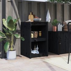 Armoire de cuisine d'extérieur noir 55x55x92 cm bois pin massif