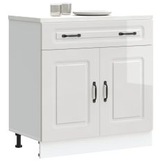 Armoire de cuisine Kalmar blanc brillant bois ingénierie