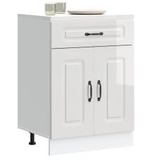 Armoire de cuisine Kalmar blanc brillant bois ingénierie