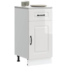 Armoire de cuisine Kalmar blanc brillant bois ingénierie
