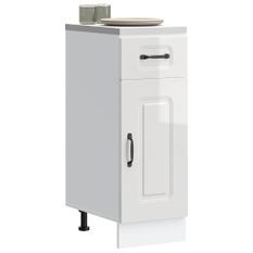 Armoire de cuisine Kalmar blanc brillant bois ingénierie