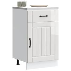 Armoire de cuisine Lucca blanc brillant bois ingénierie