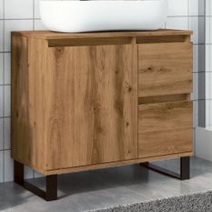 Armoire de lavabo de salle de bain chêne artisanal 65x33x60 cm