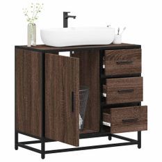 Armoire de lavabo de salle de bain chêne marron 65x33x60 cm