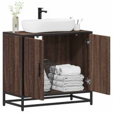 Armoire de lavabo de salle de bain chêne marron 65x33x60 cm