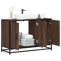 Armoire de lavabo de salle de bain chêne marron 90x33x60 cm