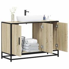 Armoire de lavabo de salle de bain chêne sonoma 90x33x60 cm