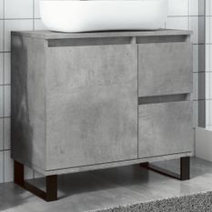 Armoire de lavabo de salle de bain gris béton 65x33x60 cm