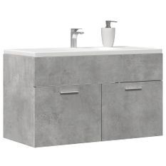 Armoire de lavabo de salle de bain gris béton bois d'ingénierie