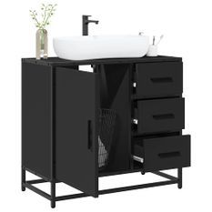 Armoire de lavabo de salle de bain noir 65x33x60 cm