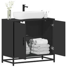 Armoire de lavabo de salle de bain noir 65x33x60 cm