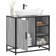 Armoire de lavabo de salle de bain sonoma gris 65x33x60 cm