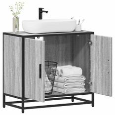 Armoire de lavabo de salle de bain sonoma gris 65x33x60 cm