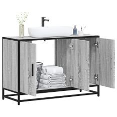 Armoire de lavabo de salle de bain sonoma gris 90x33x60 cm