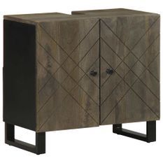 Armoire de lavabo noir 62x33x58 cm bois massif de manguier