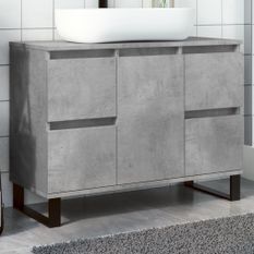 Armoire de lavabo salle de bain gris béton 80x33x60 cm