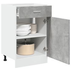 Armoire de plancher à tiroir Gris béton 50x46x81,5 cm