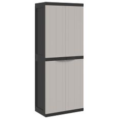 Armoire de rangement d'extérieur gris et noir 65x37x165 cm PP