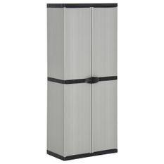 Armoire de rangement de jardin 3 étagères Gris/noir 68x40x168cm