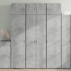 Armoire de rangement gris béton 70x42,5x225cm bois d'ingénierie