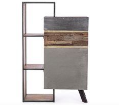 Armoire de rangement industrielle MANCHESTER – 4 portes, 1 porte, 2 tiroirs, bois de manguier & acier noir