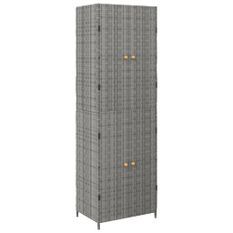 Armoire de rangement jardin Gris 59x40x180 cm Résine tressée