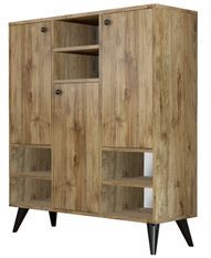 Armoire de rangement polyvalente bois clair 3 portes 3 niches Pratika 105 cm