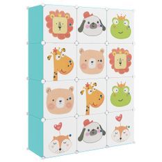 Armoire de rangement pour enfants avec 12 cubes Vert PP