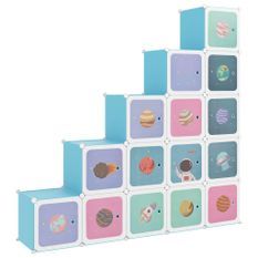 Armoire de rangement pour enfants avec 15 cubes Bleu PP