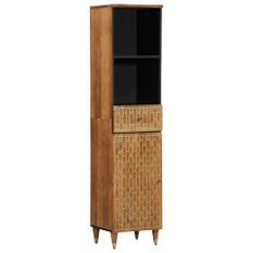 Armoire de salle de bain 38x33x160 cm bois massif de manguier