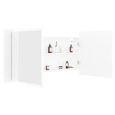 Armoire de salle de bain à miroir à LED Blanc 100x12x45 cm