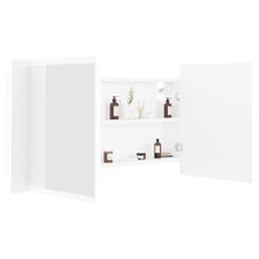 Armoire de salle de bain à miroir à LED Blanc 90x12x45 cm