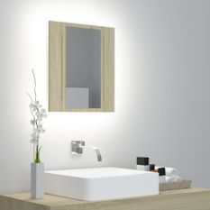 Armoire de salle de bain à miroir à LED Chêne sonoma 40x12x45cm