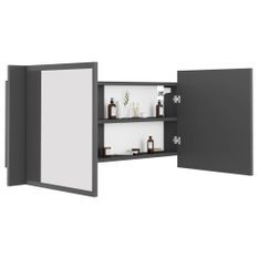 Armoire de salle de bain à miroir à LED Gris 100x12x45 cm