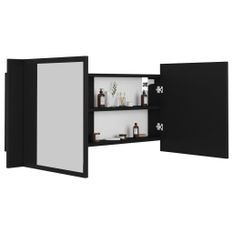 Armoire de salle de bain à miroir à LED Noir 100x12x45 cm