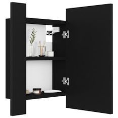 Armoire de salle de bain à miroir à LED Noir 40x12x45 cm