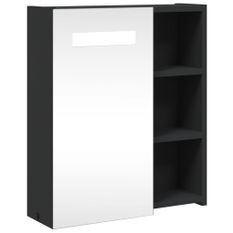 Armoire de salle de bain à miroir avec LED noir 45x13x52 cm