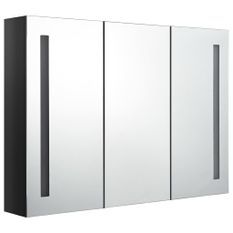 Armoire de salle de bain à miroir LED 89x14x62 cm Noir brillant