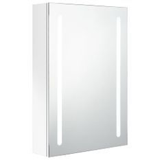 Armoire de salle de bain à miroir LED Blanc brillant 50x13x70cm 2