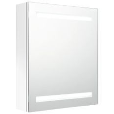 Armoire de salle de bain à miroir LED Blanc brillant 50x14x60cm