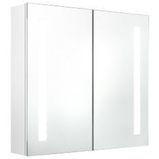 Armoire de salle de bain à miroir LED Blanc brillant 62x14x60cm