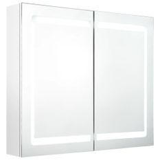Armoire de salle de bain à miroir LED Blanc brillant 80x12x68cm