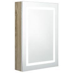 Armoire de salle de bain à miroir LED Blanc et chêne 50x13x70cm 2