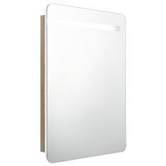 Armoire de salle de bain à miroir LED Blanc et chêne 60x11x80cm