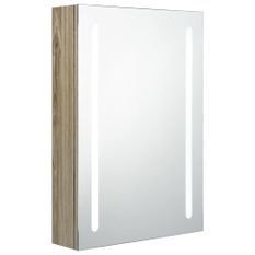 Armoire de salle de bain à miroir LED Chêne 50x13x70 cm 2