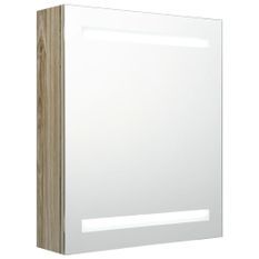 Armoire de salle de bain à miroir LED Chêne 50x14x60 cm
